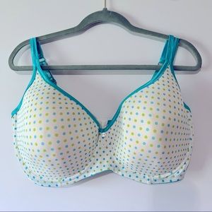 Q-T Intimates Polka Dot Underwire Bra for Fuller Figures Size 44DD Rockabilly